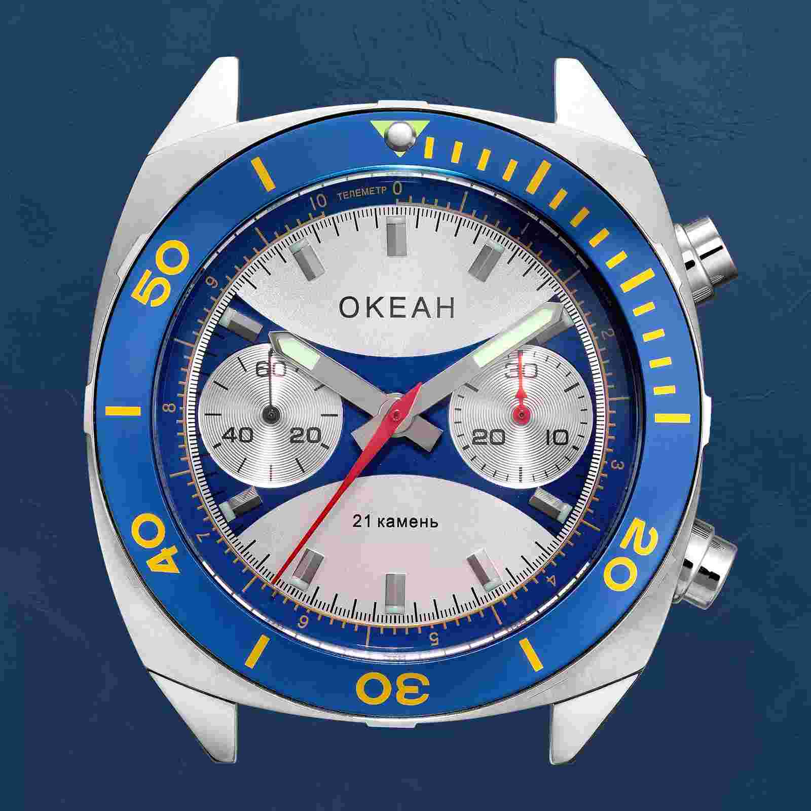 Okeah Chronograph Ocean Watch V2 ST1901 Ocean Bezel Military CCCP Reissue