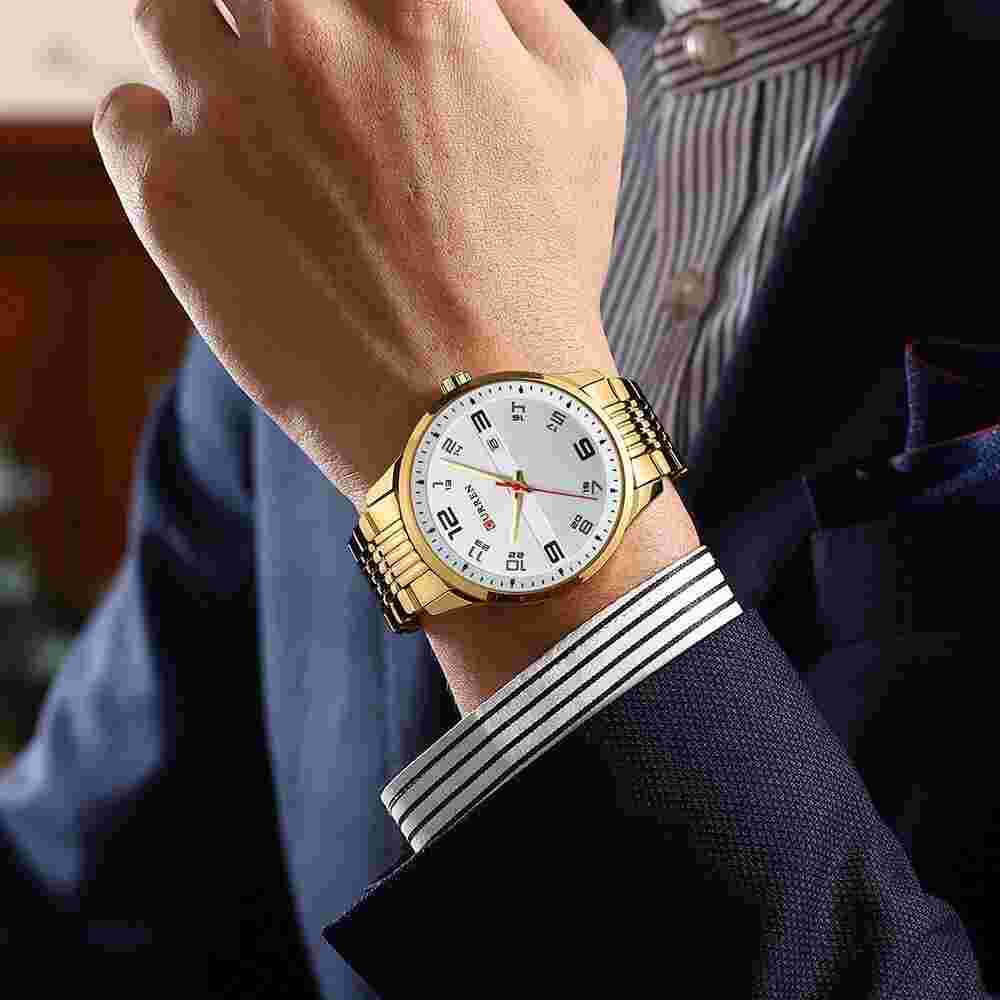 CURREN Men Watches Luxury Gold Watch Male Quartz Luminous Calendar Wristwatch