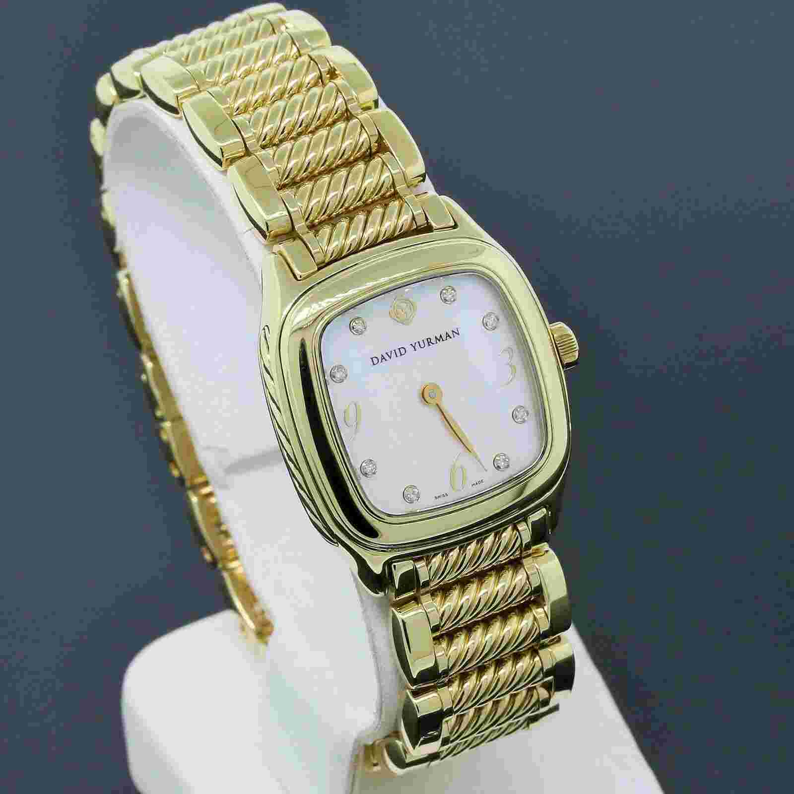 David Yurman Ladies Watch Thoroughbred T304-XS88 18K Gold Diamond MOP Dial