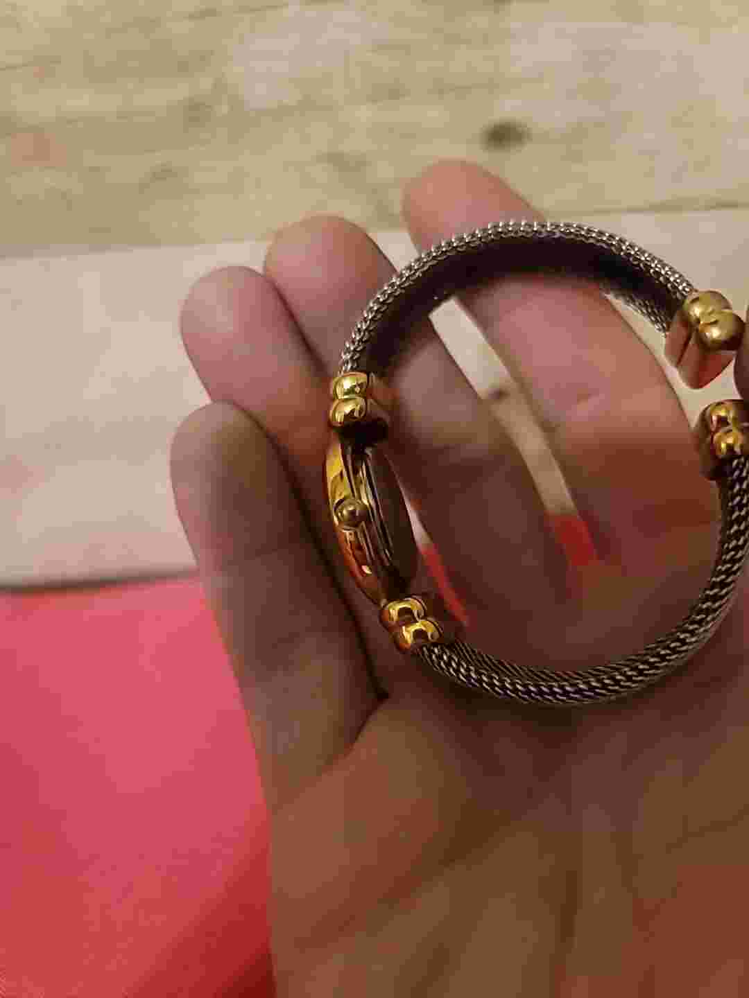 Pierre Jacquard Gold & Silver Toned Cuff Band Wristwatch