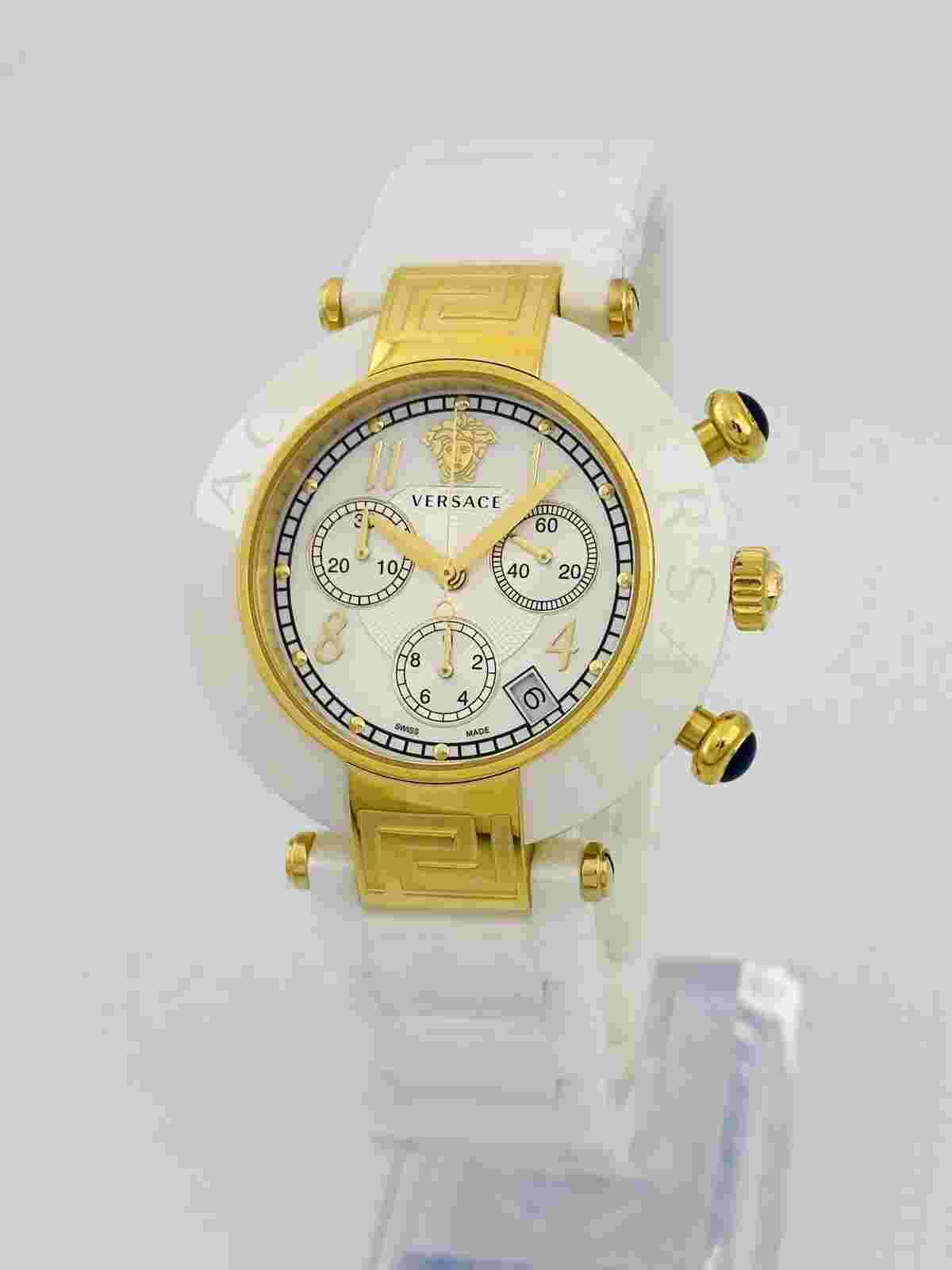 Versace Reve 95CCP1D497SC01 Chronograph White Ceramic Ladies Watch 95CC