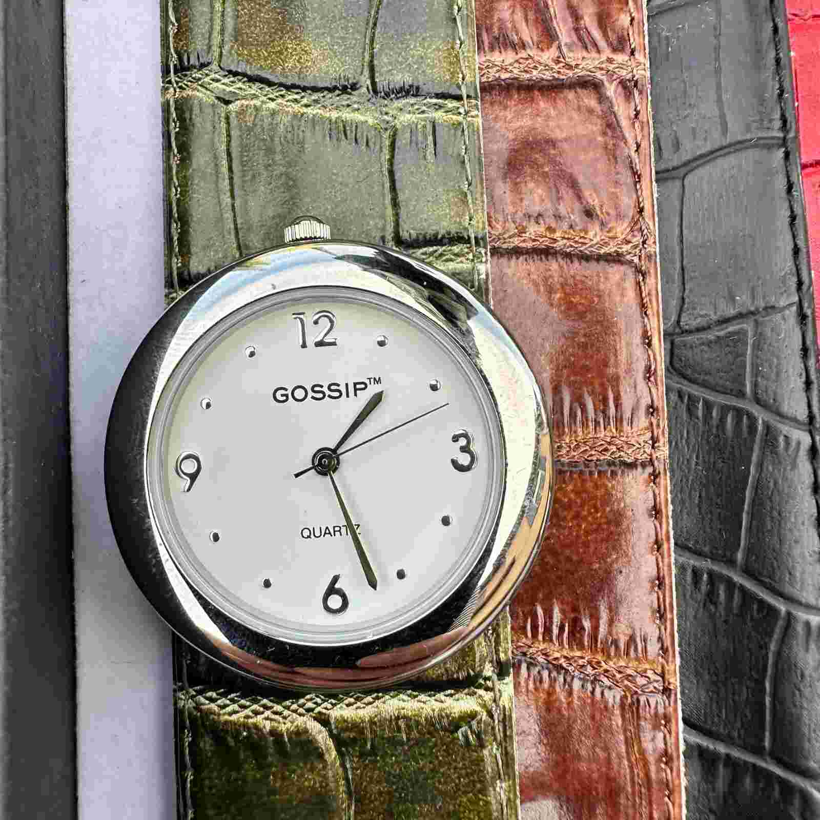 Gossip Slap Watch Silver Round Face Set 5 Interchangeable Bands