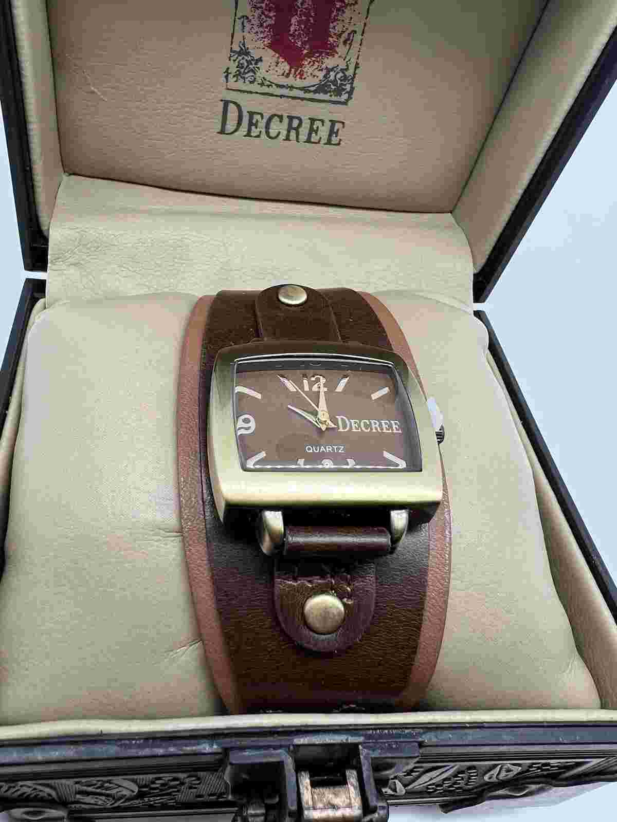 MZ Berger & Company Decree Quartz Brown Leather Watch Unisex