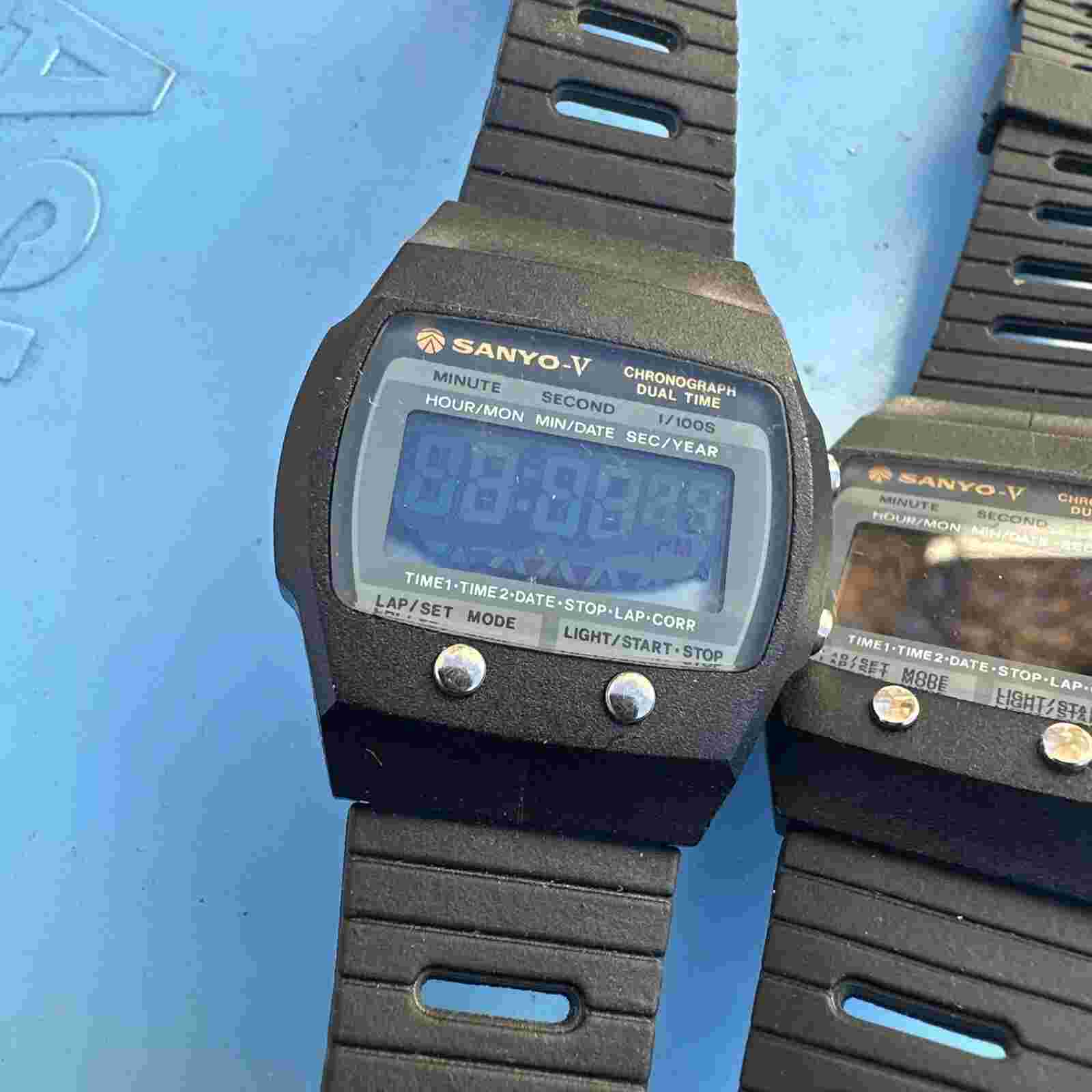 Vintage Sanyo V Alarm Chronograph Digital Watch LCD, Untested