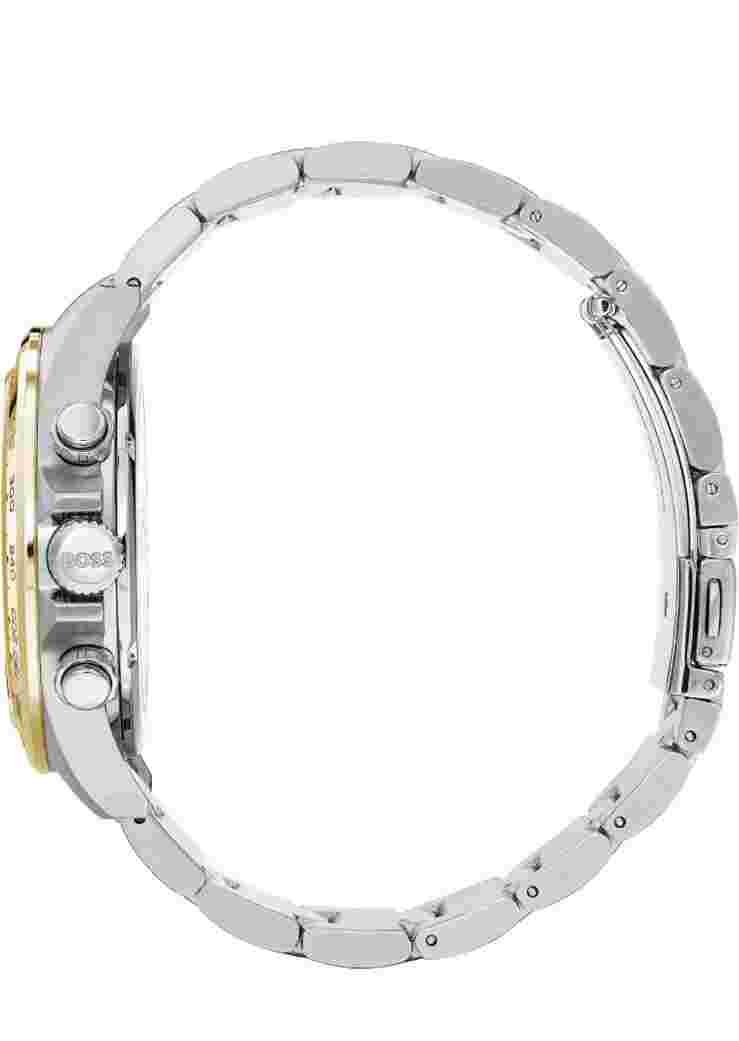BOSS MENS WATCH STAINLESS STEEL SILVER GOLD BRACELET & BLUE DIAL 1513767
