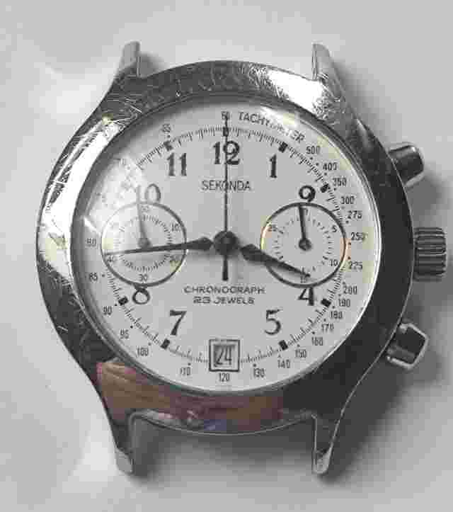 Sekonda Chronograph 23 Jewels Manual Date Cal.poliot 3133 Mens 38mm