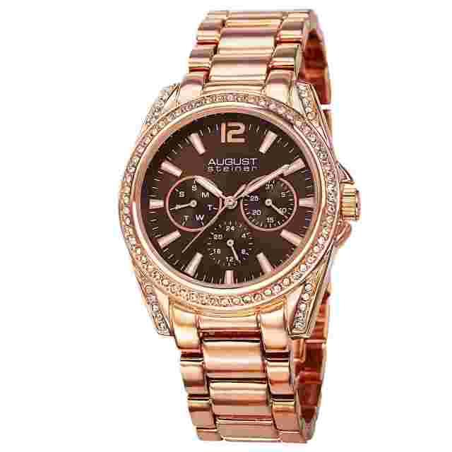 August Steiner Women's AS8075RG Analog Display Japanese Quartz Rose Gold Watch