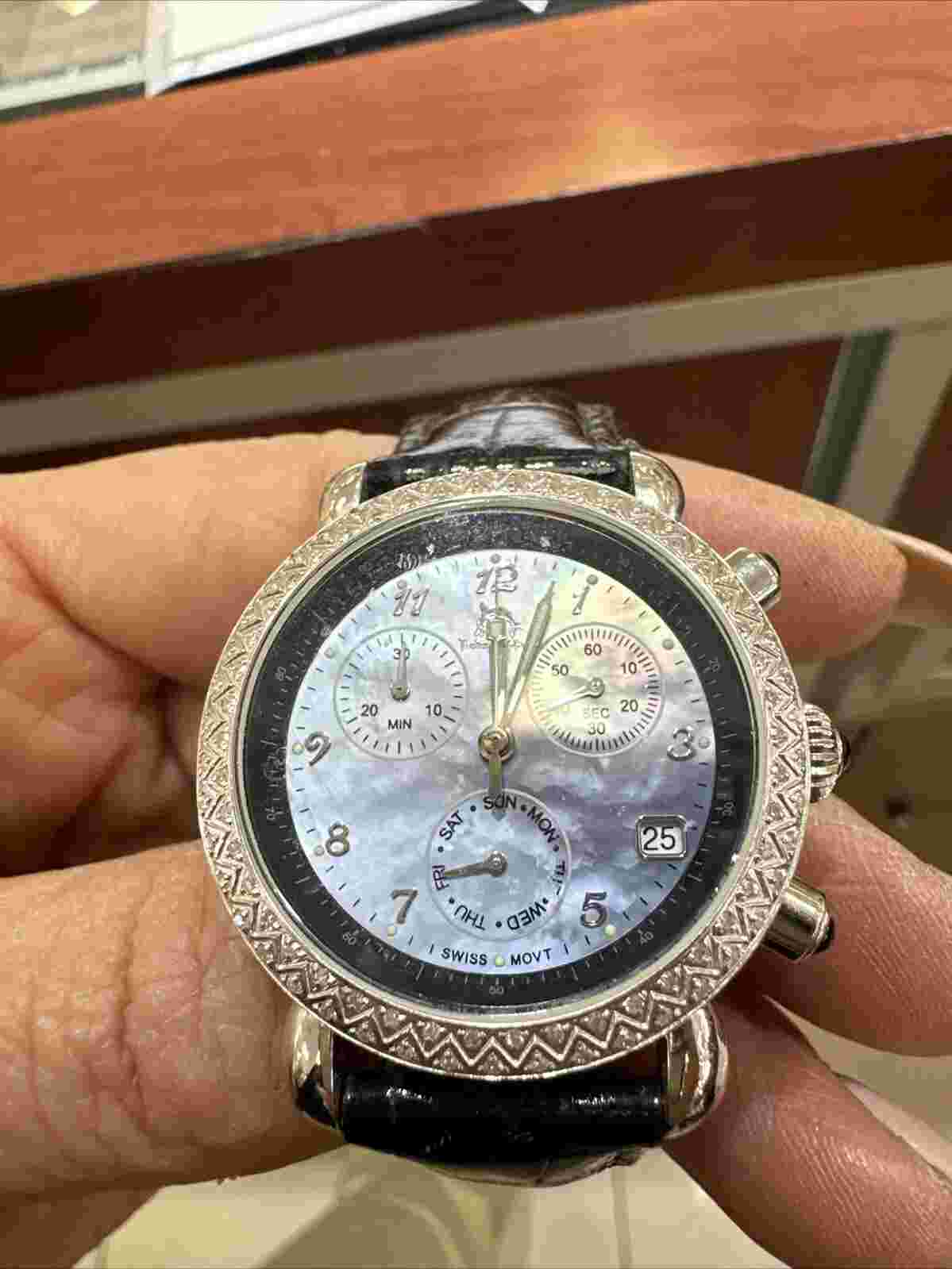 Ladies Techno Techno Master Chronograph Blue Dial Diamond Watch