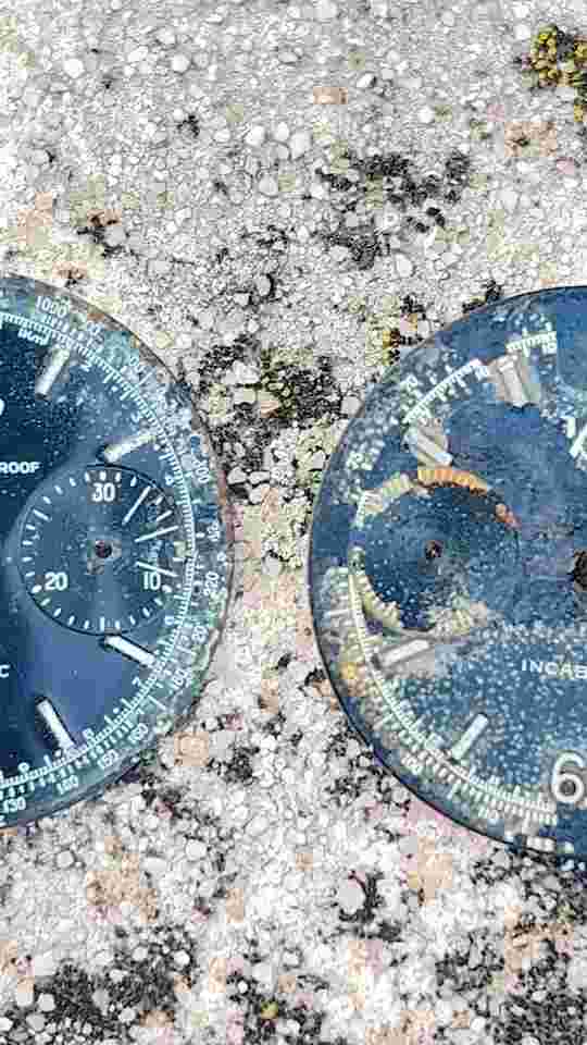 lot of 4 used VOIT dials for Scuba  Divers Chronograph Wristwatch Ref. 2501-666