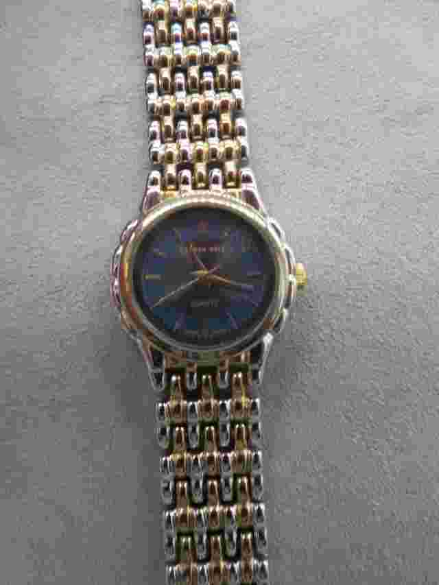 Calvin Hill Quartz Watch Blue Dial Two Tone Band Water Resistant New Battery