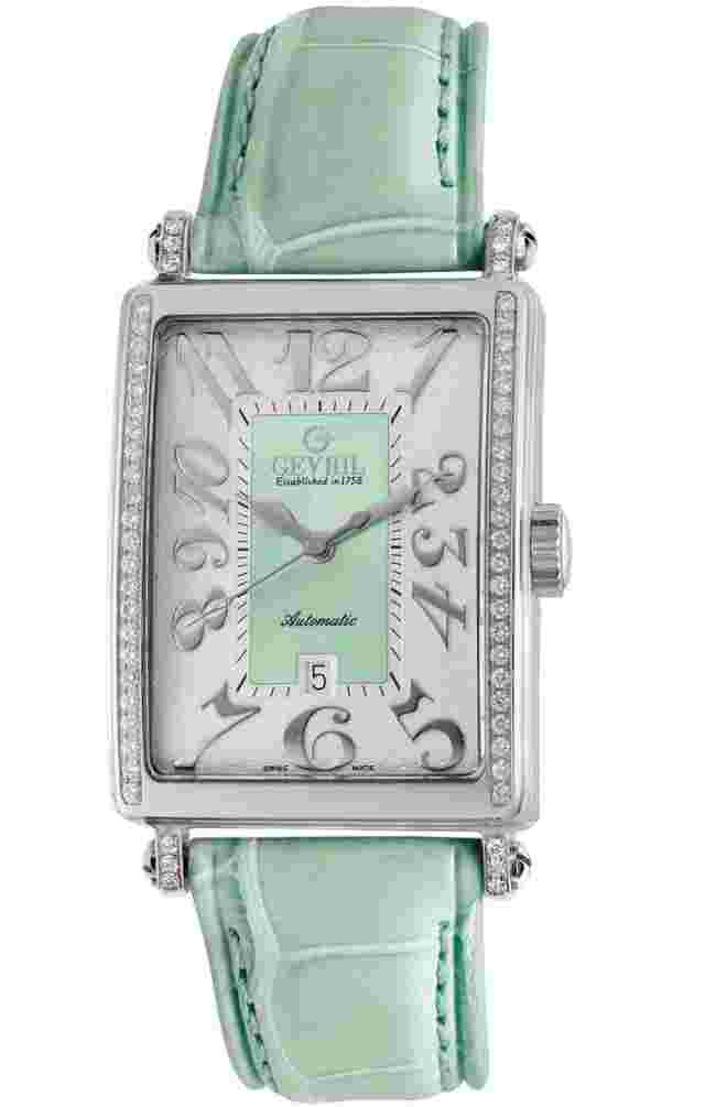 Gevril Women's 6206NE Glamour Green MOP Dial Automatic Diamond Date Watch