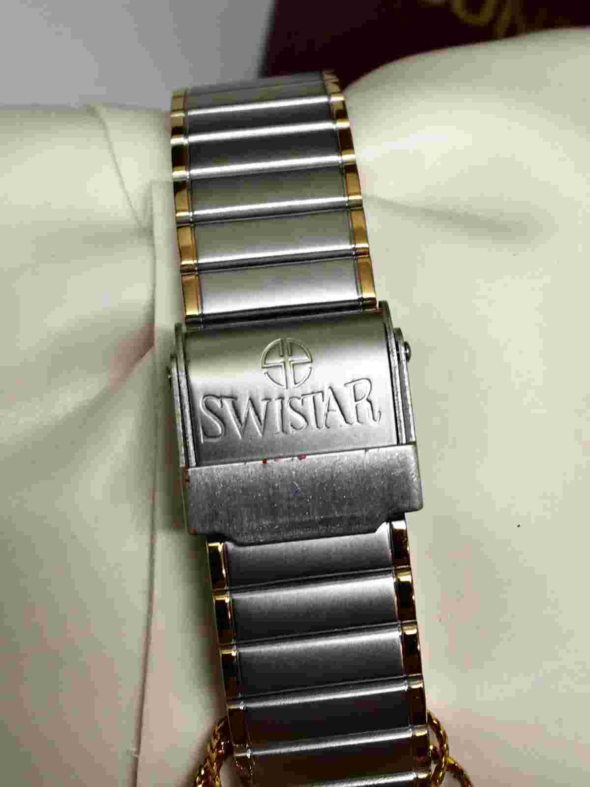Swistar 959583m Men's Precision Quartz Black Dial and Two tone Silver Watch