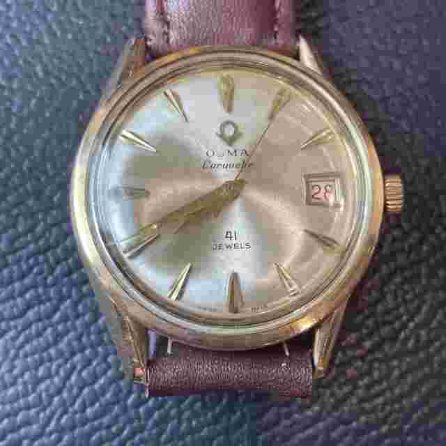 Vintage Swiss Olma Caravelle Automatic 36mm Watch Date Indicator Gold Capped