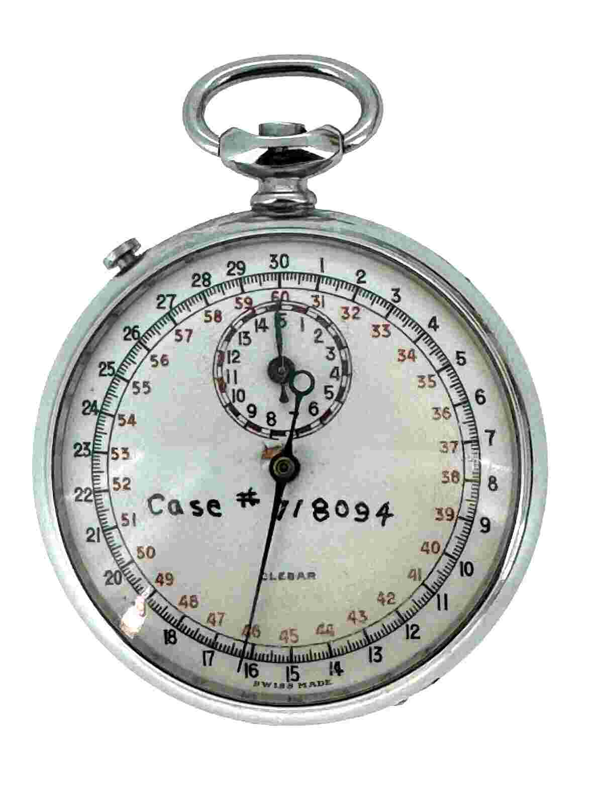 Clebar Stopwatch Swiss 7J KXF cal 17 Vintage Crown missing
