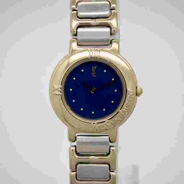 Saint Laurent Watch Wristwatch YSL Cassandra Silver Navy Gold Women's Authentic