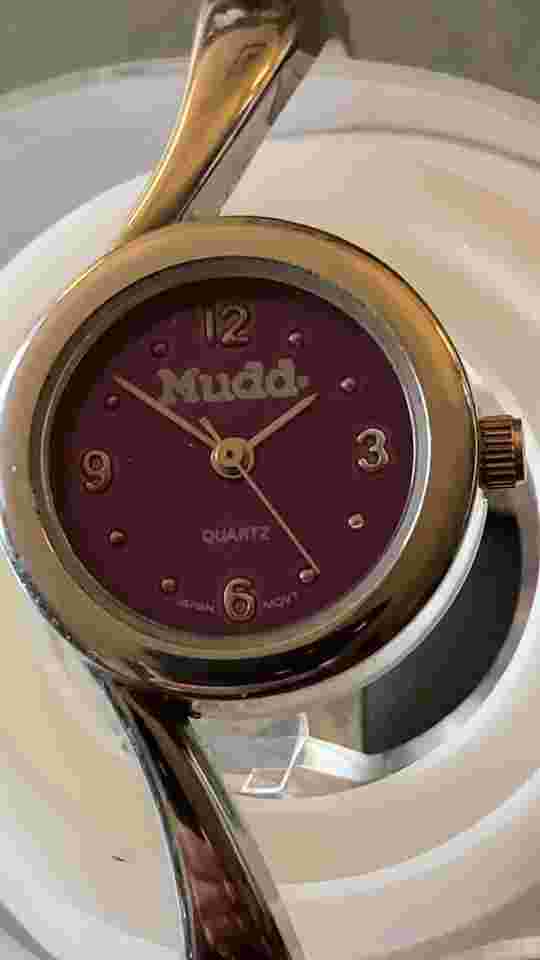 Mudd, Women Watch, Silver Stainless Steel Water Resistant Battery, Purple Quartz