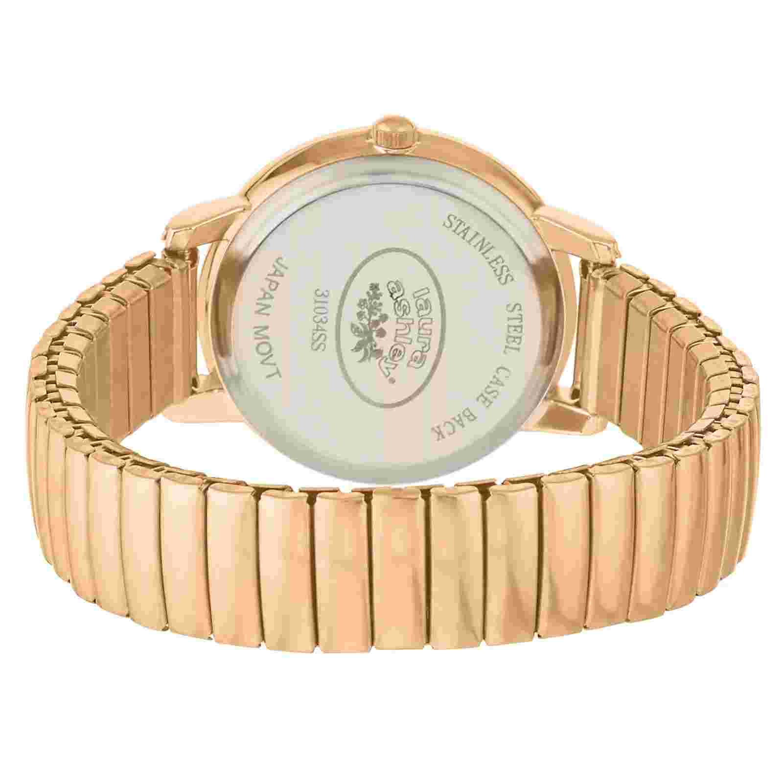Laura Ashley Women's Round Expandable Stainless Steel Bracelet Watch