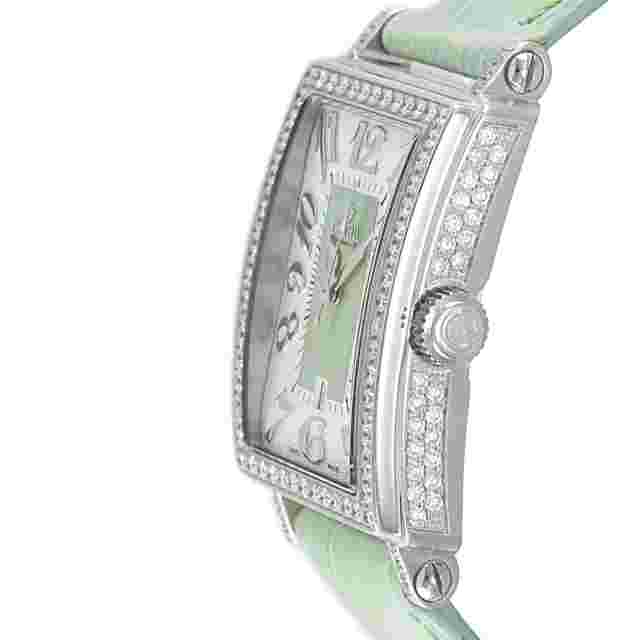 Gevril Women's 7246nv Avenue of Americas Mini Diamonds Green Leather Wristwatch