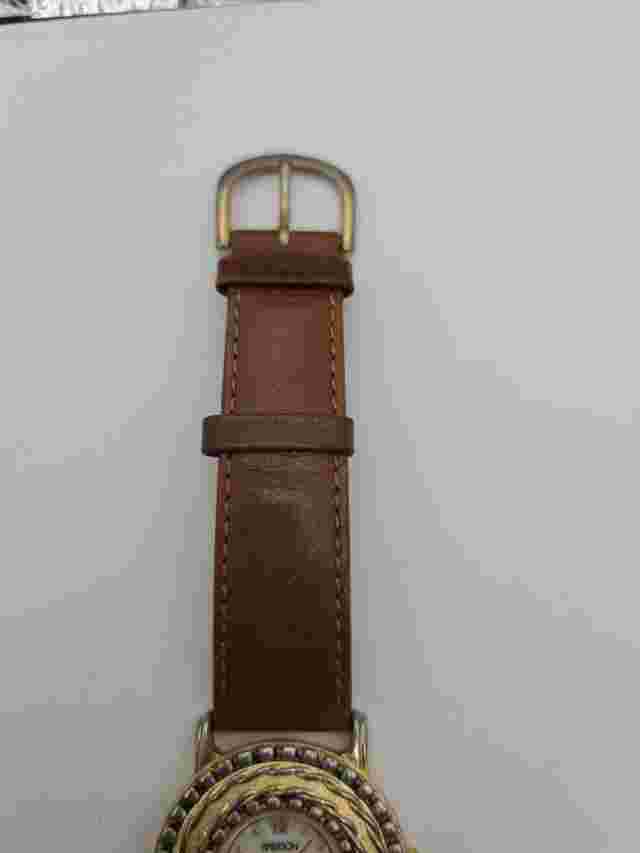 Vintage Sasson Watch Women Gold Tone Brown Leather New Battery