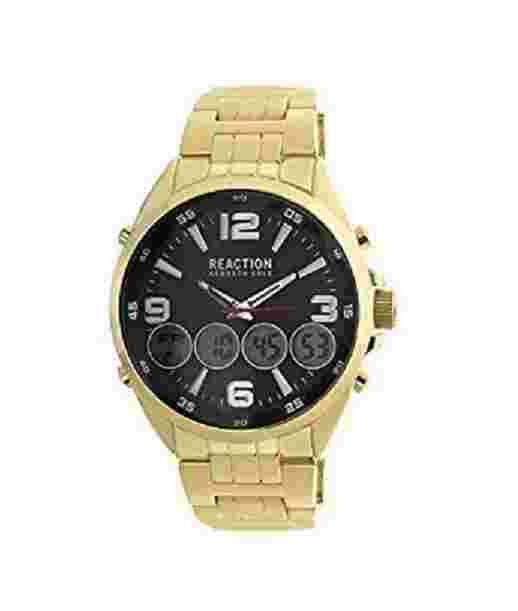 REACTION KENNETH COLE GOLD CHRONO,LRG DUAL TIME ANALOG,DIGITAL WATCH 10030988