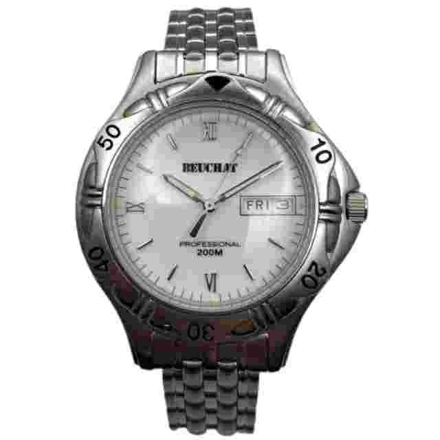 Beuchat Professional Day Date Quartz 38mm Lebrocantheure Montre Vintage Watch