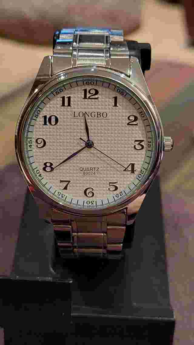 Mens Longbo Easy Read Quartz Watch - 80024. New battery.