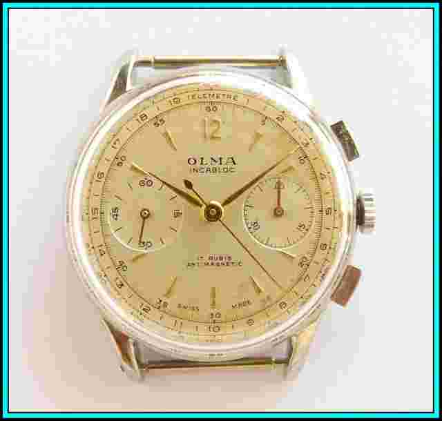 Vintage OLMA Chronograph for Men - Original Dial - 1950's - Swiss Made - WORKING