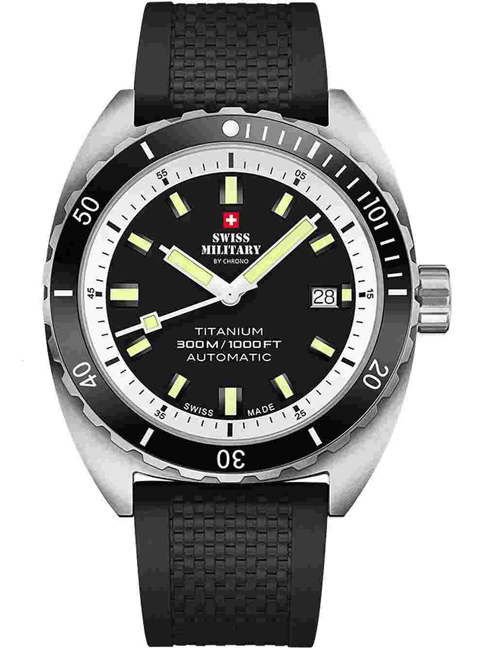 Swiss Military SMA34100.07 Diver Titanium Automatic Mens Watch 42mm 30ATM