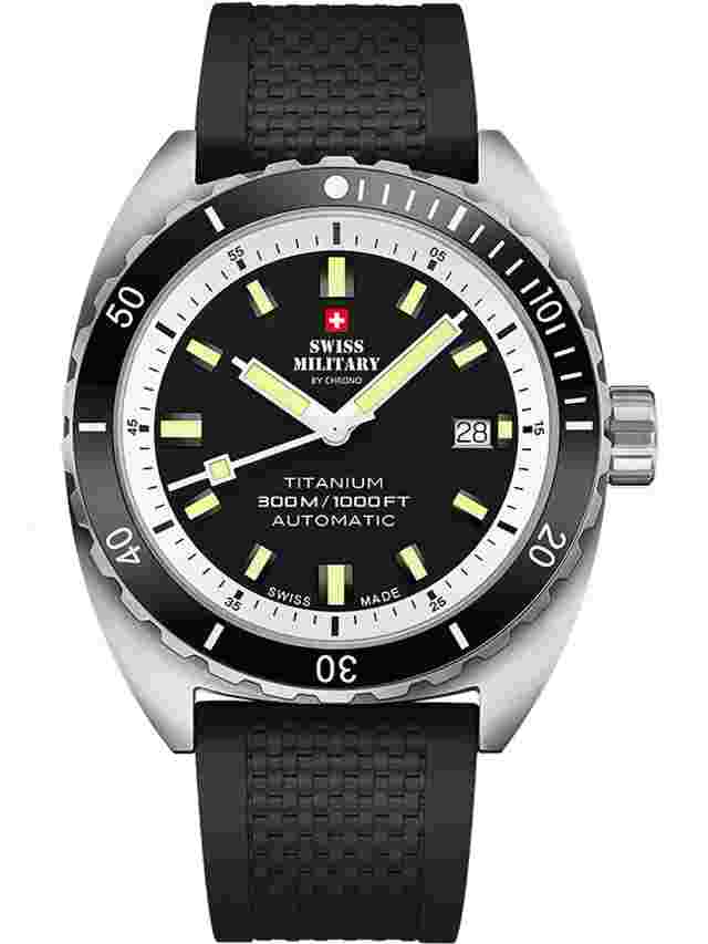 Swiss Military SMA34100.07 Diver Titanium Automatic Mens Watch 42mm 30ATM