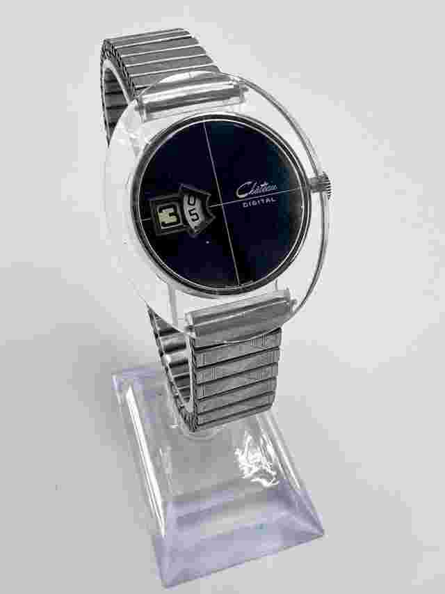 VINTAGE CHATEAU SKELETON JUMP HOUR DIGITAL MEN’S WRIST WATCH SWISS MADE