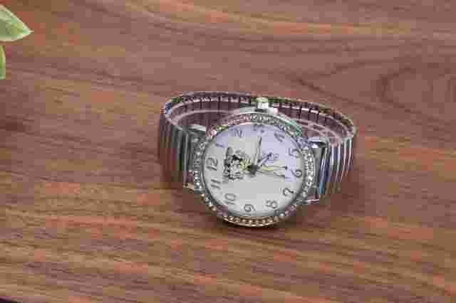 Betty Boop Women's Silver Finish Analog Wristwatch  stretch band