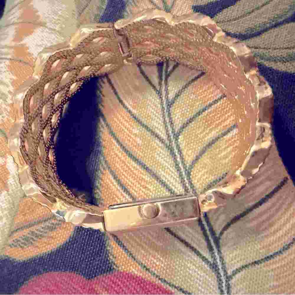 NWOT Fashion Talbots Cuff Watch gold and white enamel new battery