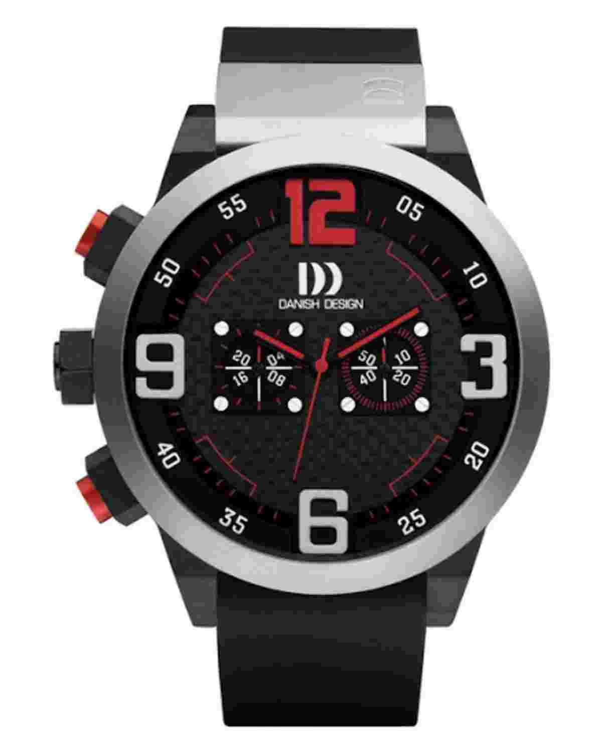 Danish Design IQ24Q1021 50mm Chronograph Black Rubber Quartz Sport Men's Watch