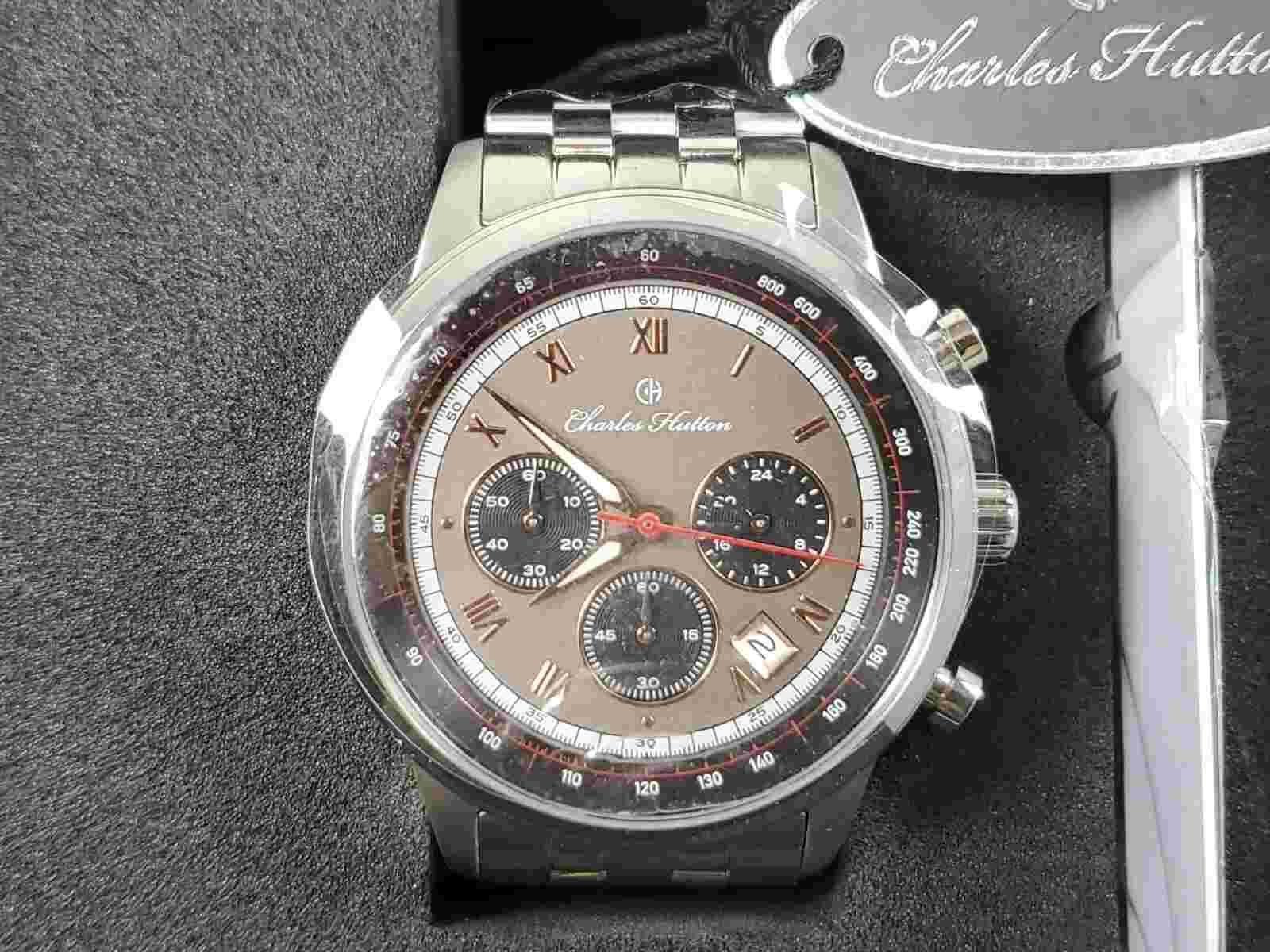 New Charles Hutton Duke 78466-11B Chronograph 44mm Seiko VD 53 Quartz Movement