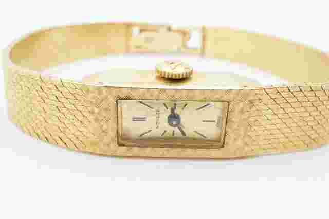 Vintage Wittnauer 14k Yellow Gold Watch Womens 17 Jewel Textured Band 6"