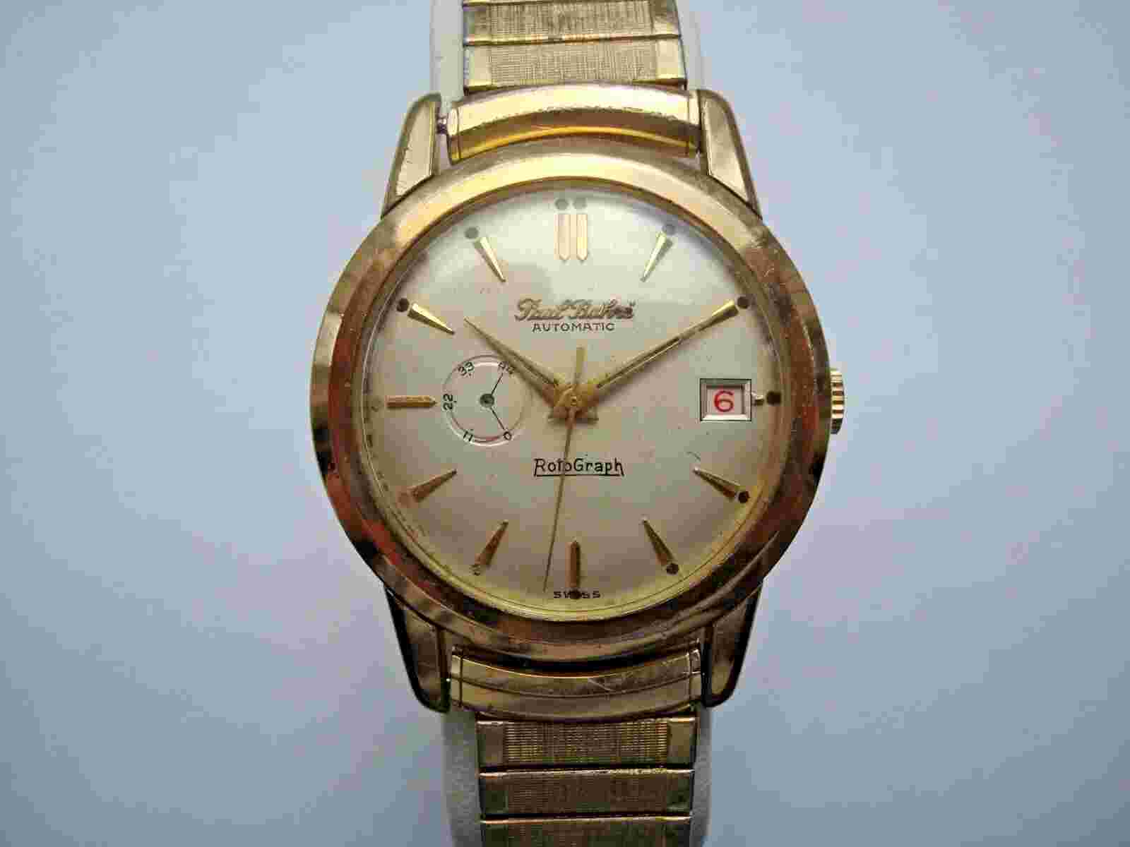 Paul Buhre RotoGraph Men's Automatic Watch 20 "GEP Red Date 1960's Runs- As Is