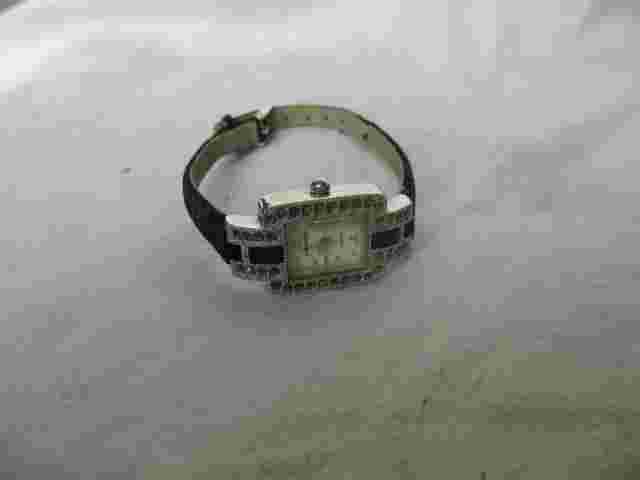 Sag Harbor Elegant Black & Silver Toned Wristwatch