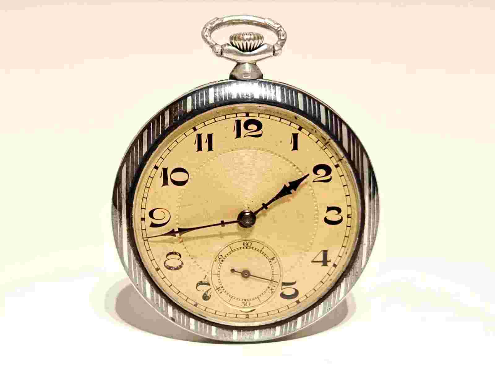 VINTAGE WW2 VERY RARE LUXURY SWISS NIELLO SILVER 800 MEN'S POCKET WATCH"SILVANA"