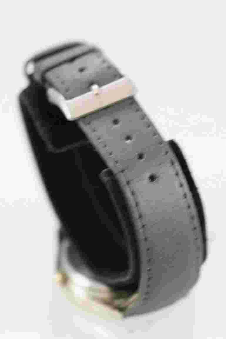 Brut Men Watch Silver Gold Stainless Steel Gray Leather WR Battery Date Quartz