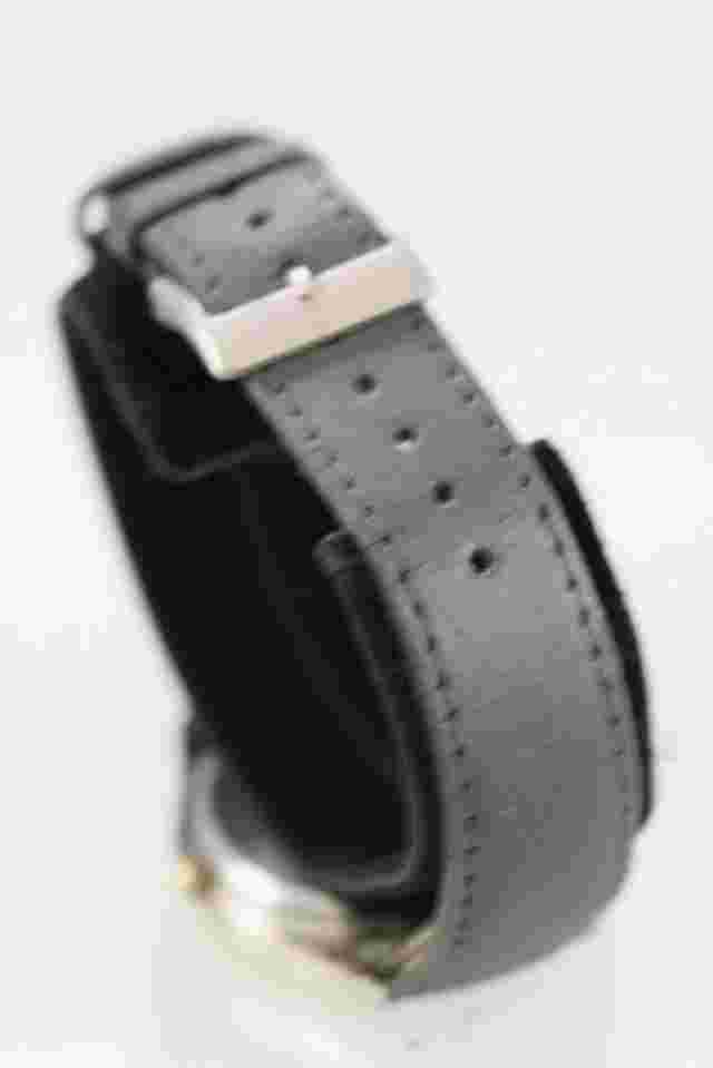 Brut Men Watch Silver Gold Stainless Steel Gray Leather WR Battery Date Quartz