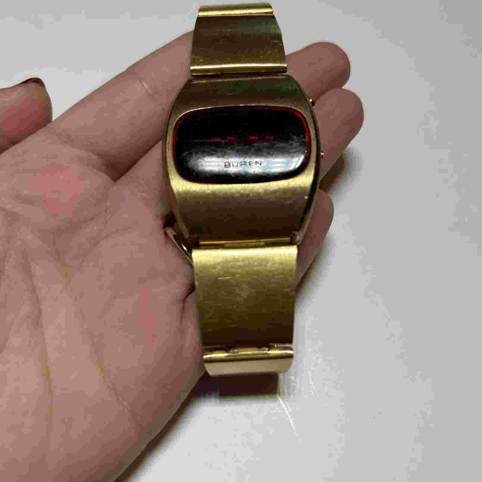Vintage BUREN Red Led Digital Swiss Men’s Watch