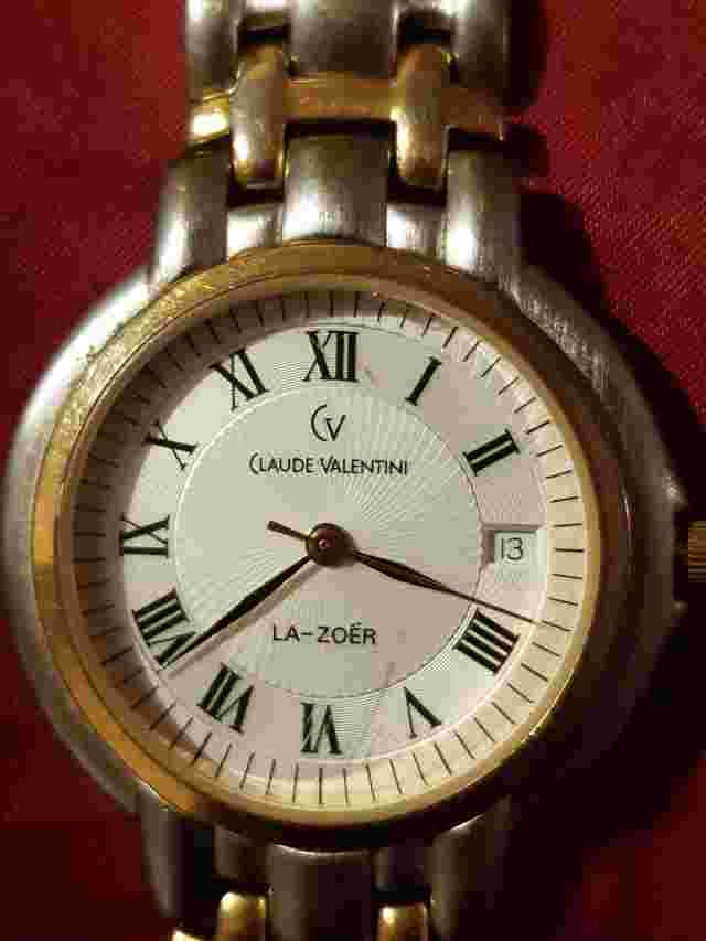 CLAUDE VALENTINI TWO TONE LA ZOER 18CT ELECTROPLATED GOLD DIAL WATCH GS WORKING