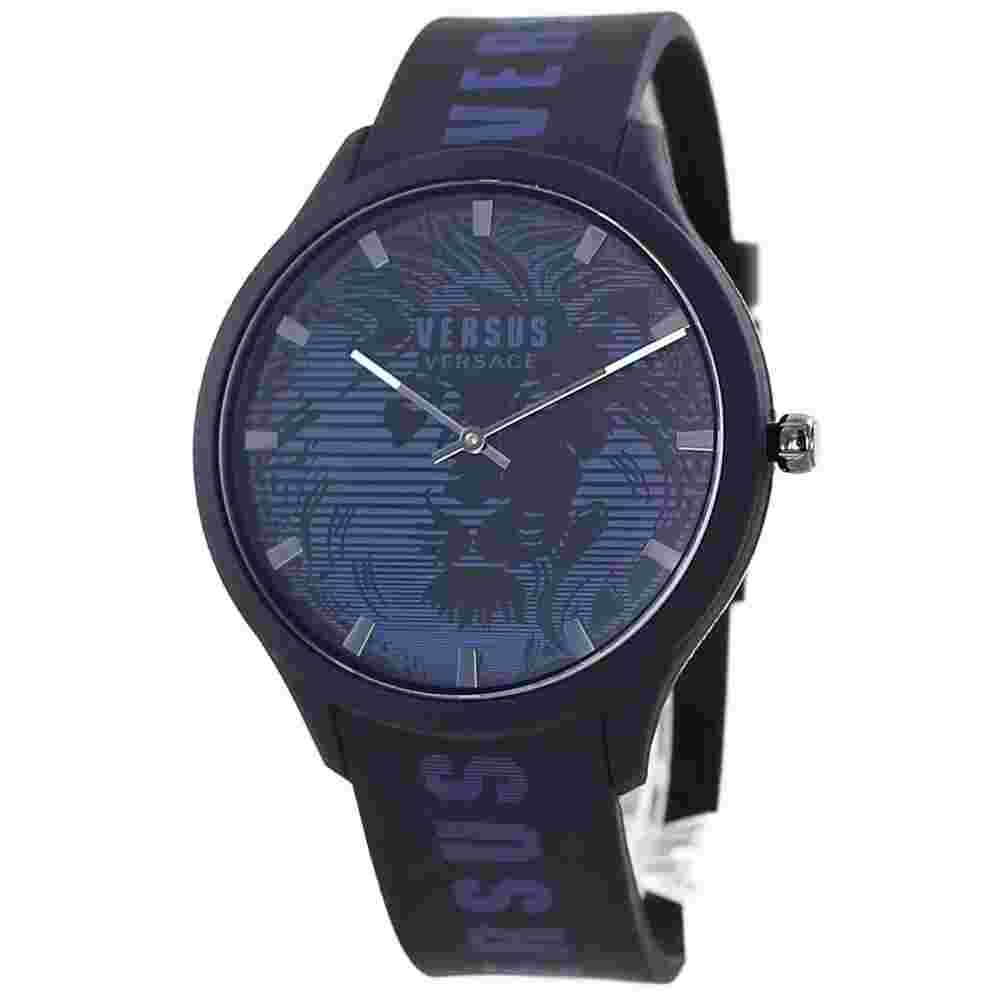 VERSUS VERSACE Wristwatch Quartz Analog Bar Type Index Rubber Black/Blue NEW