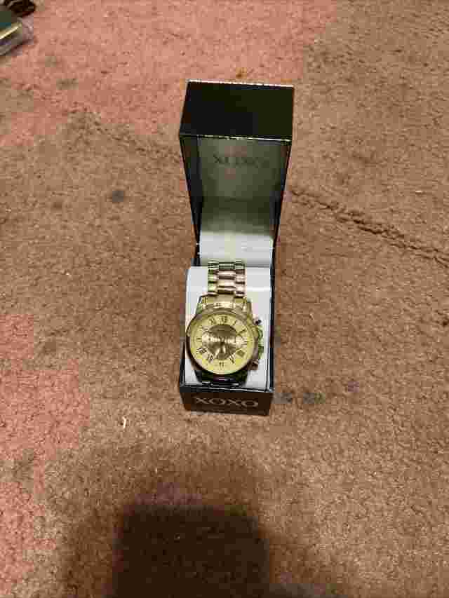 XOXO Womens Yellow Gold-Tone Bracelet Watch with box new