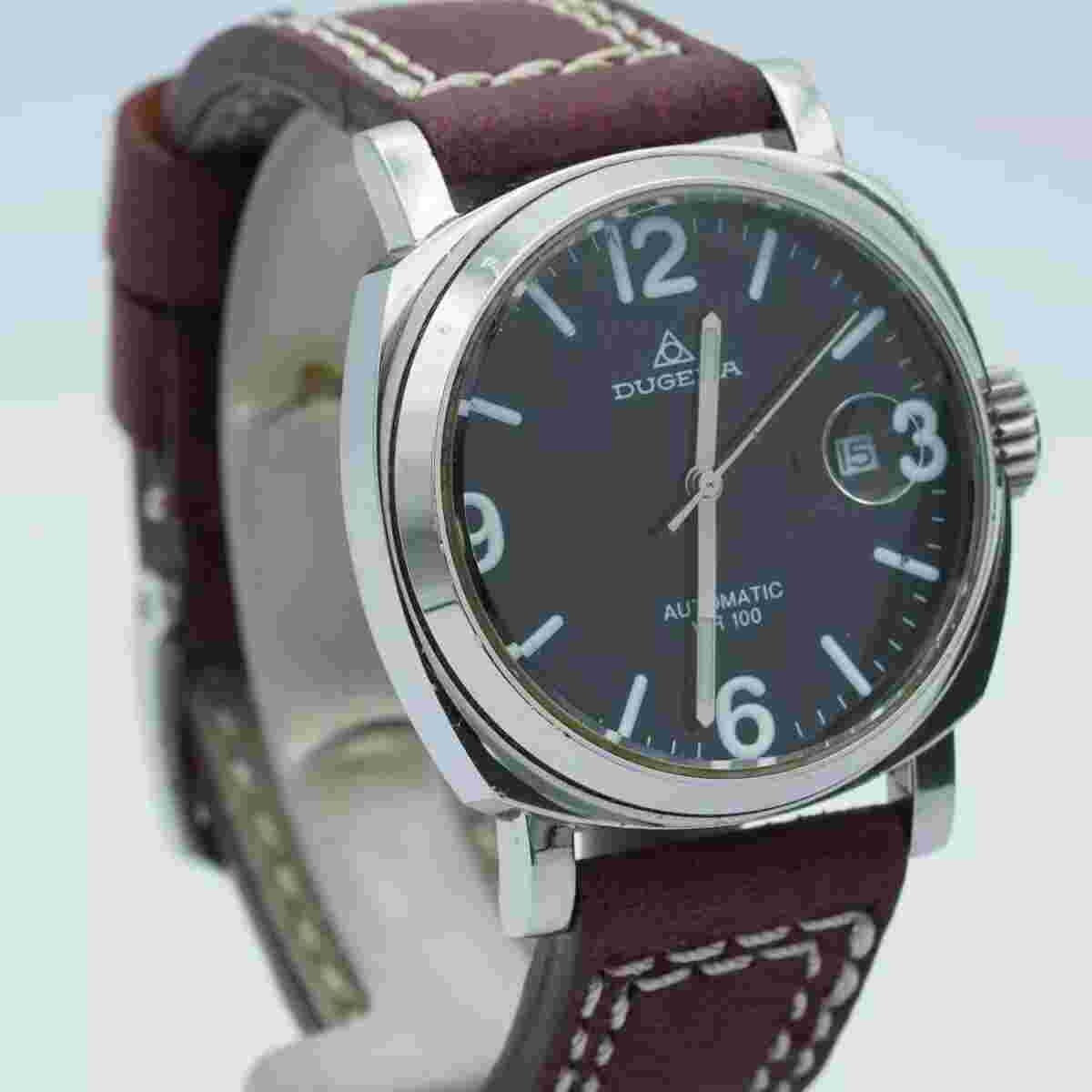 Dugena Men's Watch Steel 40MM Automatic Vintage RAR 8215 Leather Band Wrist 2
