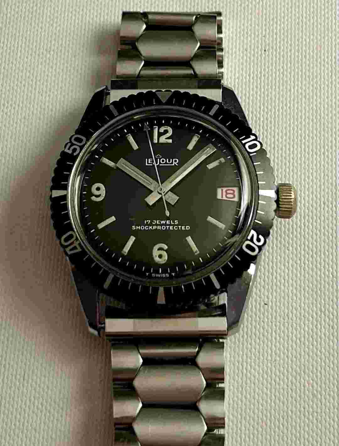 RareVintage Triple Signed Le Jour Glossy Explorer Dial Skin Diver Watch Serviced