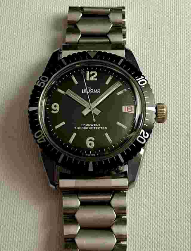 RareVintage Triple Signed Le Jour Glossy Explorer Dial Skin Diver Watch Serviced