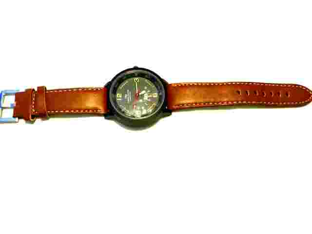 Hanna Martin men's calendar watch w/leather band