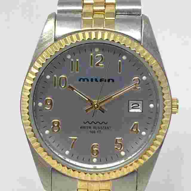 Milan Watch Men 36mm Silver Gold Tone Date WR 30M Silver Dial New Battery 7.5"