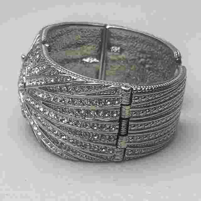 Victoria Wieck Crystal Cuff Bangle Hidden Analog Quartz Watch New Battery